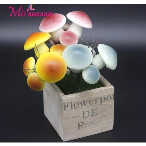 Artificial Succulents Mini Mushroom Fake Fungus Plants Potted Plants Home Office Plant PU dried mushroom Interior Decoration