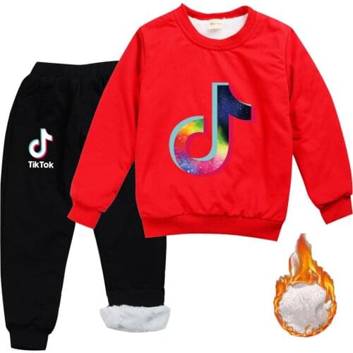 TIK TOK Childrens Clothing Set Cartoon Cotton Tops and Pants for Boys and Girls Long Sleeve Clothing for Childrens Winter Set