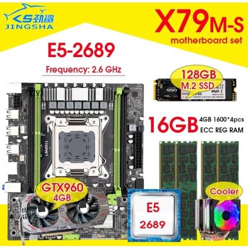 X79 Motherboard set with Xeon E5 2689 CPU LGA2011 combos 4*4GB = 16GB 1600Mhz Memory DDR3 RAM GTX 960 4GB Cooler 128GB M.2 SSD
