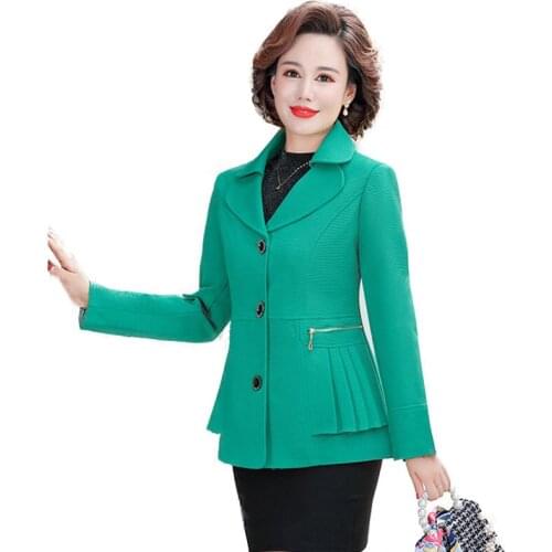 Middle-Aged Mother Spring And Autumn Casual Thin Jacket 40-50 Single-Breasted Elderly Womens Pure Color Small Suit A23