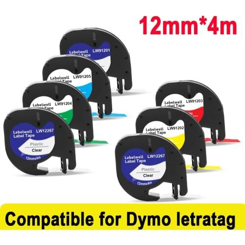 Labelwell 91201 Compatible for Dymo LetraTag Label Tapes 12267 91200 91202 91203 for Dymo LT-100H LT-110T QX50 2000 Label Maker