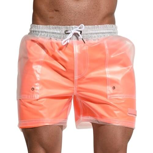 Summer Swimming Trunks Solid Men Swimsuit Quick Dry Swimwear Loose Beachwear Breathable Elastic Bathing Shorts Surfing Pants