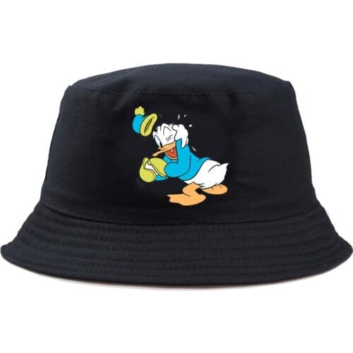 Disney Donald Duck Fashion Casual Bucket Hat Solid Double-sided Sun Hat For Man Women Kids Panama Cap Sunscreen Fishing Hat
