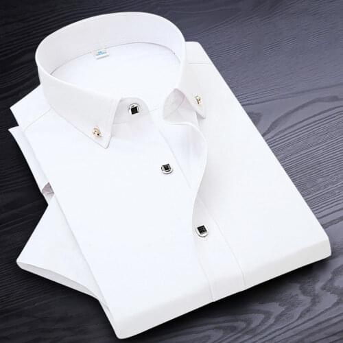 High quality non-ironed mens dress shirt short sleeve new solid mens wear business shirt long sleeve shirt