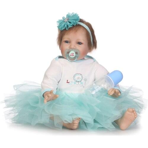 55cm Soft Silica gel Doll Reborn Baby Appease Doll reborn lifelike silicone reborn Emulation dolls play house Christmas gift toy