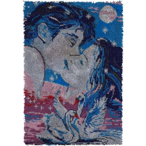 Latch Hook Rug Kits Kiss Crocheting Carpet Rug 100% Acrylic Yarn Cushion Mat DIY Carpet Rug Home Decor 61cmX85cm