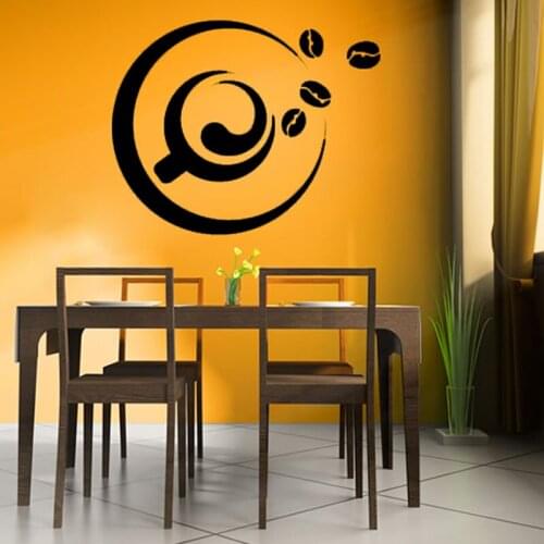 A Cup Of Coffee And Coffee Bean Wall Sticker Removable Waterproof Coffee Shop Kitchen Tile Stickers Wall Decal Art Murals