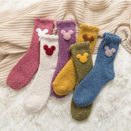 New Women Coral Fleece Floor Thick Terry Warm Soft Middle Tube Breathable Socks Winter High Quality Personality Trend Female