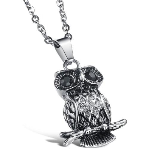 New Retro Animal Owl Branch Shape Pendant Necklace Mens Necklace Fashion Metal Sliding Animal Pendant Accessories Party Jewelry