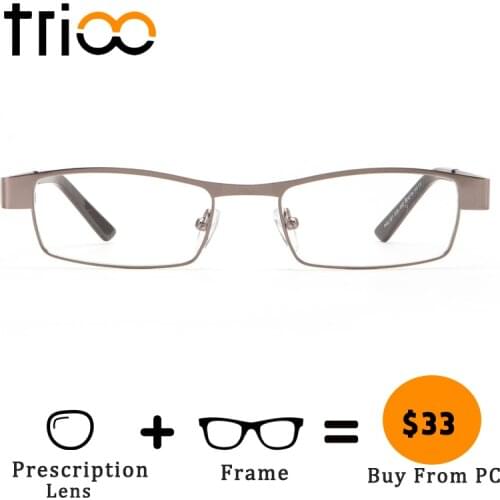 TRIOO Male Prescription Glasses Minus Nearsighted Transparent Eyeglasses for men High Quality Metal Square Progressive Optical