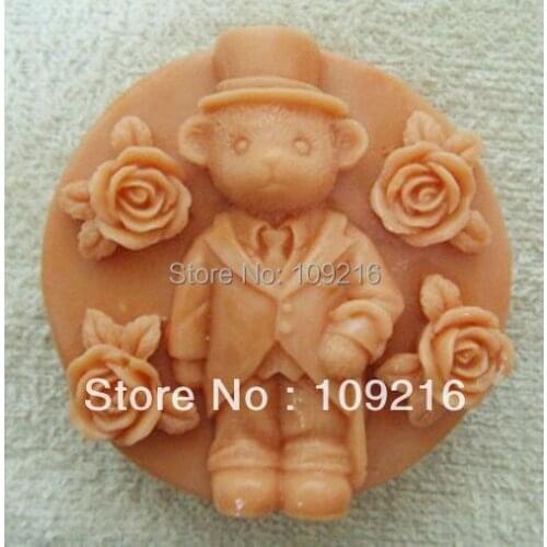 Wholesale!!1pcs Bear Bridegroom (ZX403) Silicone Handmade Soap Mold Crafts DIY Mold