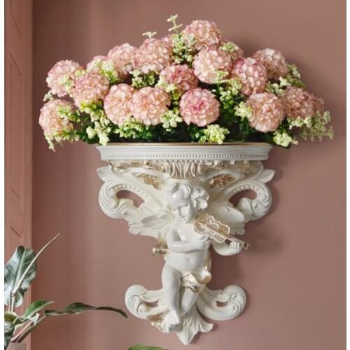 Stereoscopic Flower Pot Shelf Angel Shape Rococo Plaster Living Room Corbel Cupid Art Crafts Wall Hanging Home Garden Decoration