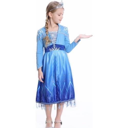 New Snow Queen 2 White Girls Anna Elsa Princess Dress Costume Child Christmas Children Gowns Kids Holiday Dress Vestidos