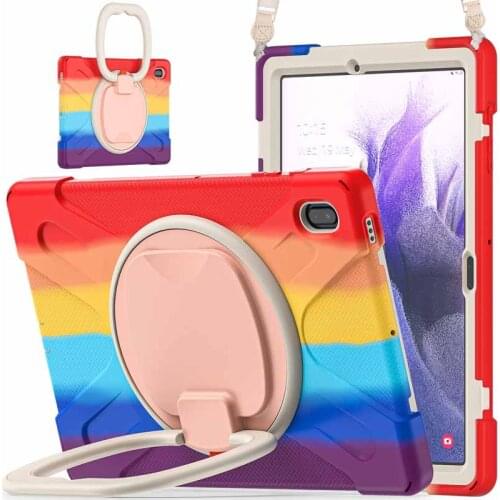 Rotary Case for Samsung Galaxy Tab S7 FE SM-T730 T735 T736 Silicone Shockproof Stand Cover Holder with Handle Grip