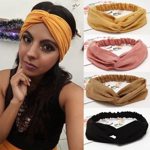 6pcs/Lot Fashion Women Solid Headbands Girls Bohemian Hair Bands Vintage Cross Turban Bandage Print HairBands Hair Accessories