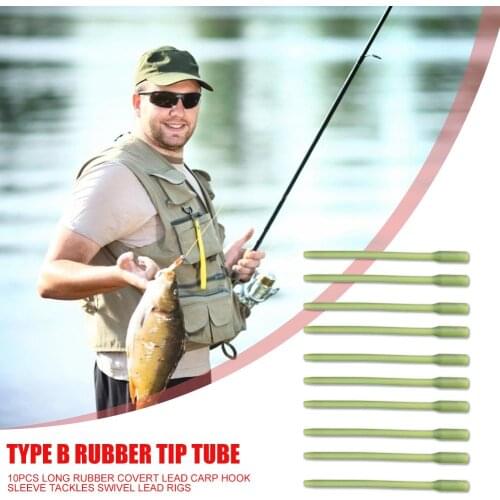 Durable Covert Lead Carp Hook Sleeves 10pcs Long Anti-Tangle Sleeves Connect Quick Change Hook Sleeve for Carp Fishing