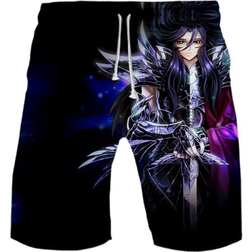 Classic anime gold Saint Seiya 3D Board Shorts Trunks Summer Quick Dry Beach Swiming Shorts Mens Short Pants Beach clothes