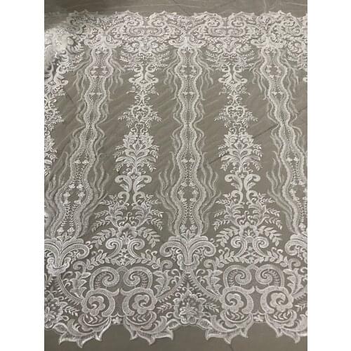 Top quality SYJ-20682 for sex dress embroidered lace with beads African french net lace fabric for party dress