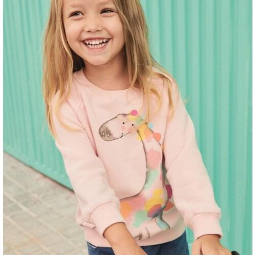 Little maven 2019 autumn new baby girls brand clothes giraffe print toddler pink thin sweatshirts little girl outfit C0168