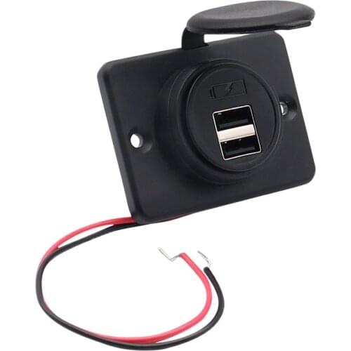 12-24V 4.2A Dual USB Charger Power Socket Adapter Charging Panel Mount for Motorbike Car Boat ATV UTV Camper Caravans