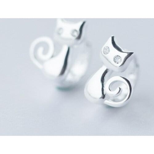 MloveAcc Women Stud Earrings Lovely Cat Brinco Original Design 925 Silver Earrings for Female Fashion Jewelry Wholesale