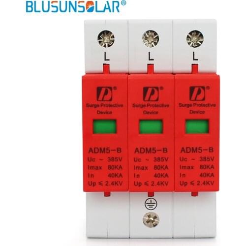 1 pieces Din Rail 35mm Lightning Surge Protectors 40KA to 80KA 3P 385V Power Thunder Prevention Device