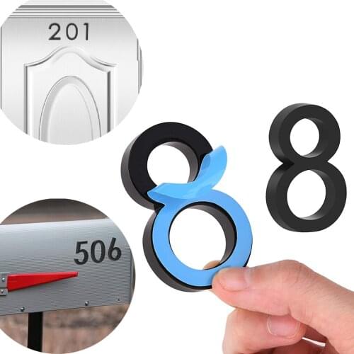 1PCS Adhesive Glossy Black Door House Number Sign Sticker for Apartment Office Room Doorplate Cabinet Address Mailbox Number