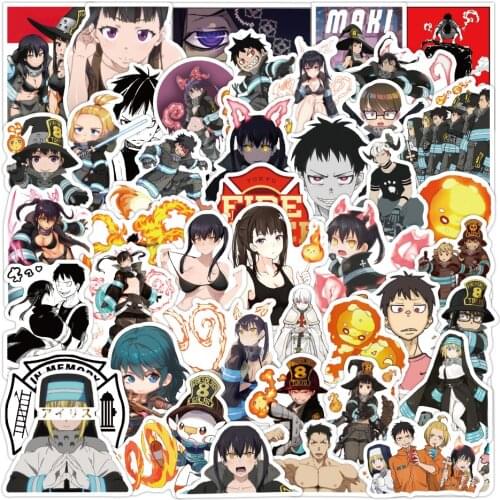 10/30/50PCS Flame Fire Brigade Graffiti Sticker Waterproof Luggage Laptop Scooter Refrigerator Water Cup Sticker Wholesale