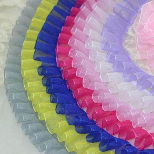 2.5cm Multicolor Snow Gauze Belt Pleated Lace Trim Band DIY Childrens Wear Handmade Material