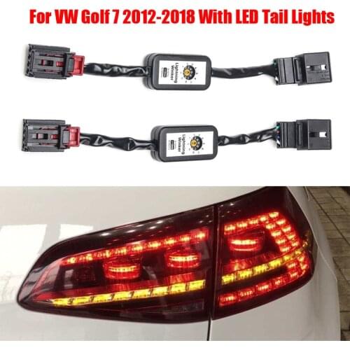 2PCS Indicator LED Taillight Add-on Module Cable Wire Harness For VW Golf 7 Black Dynamic Turn Signal Left & Right Tail Light