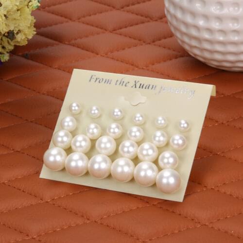 2020 Fashion Jewelry earrings for women 12 Pairs Different Size Artificial White Pearl Earrings hot sale kolczyki сережки