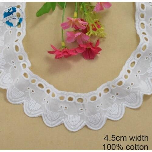 4.5cm wide 100% Cotton embroid lace sewing ribbon guipure trim wedding lace DIY Garment Accessories african doll lace#3988