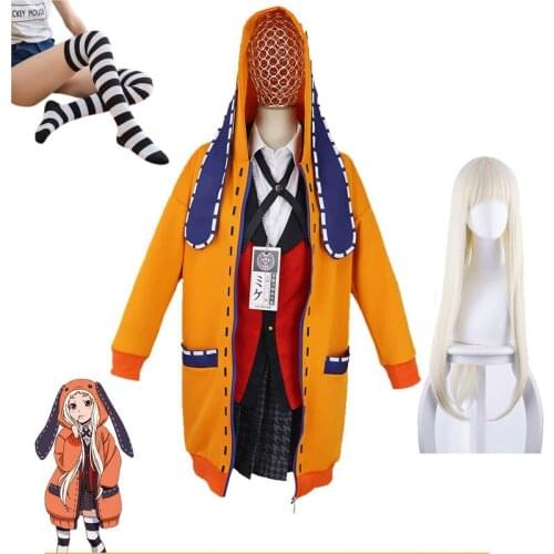 8 PCS Anime Kakegurui School Girl JK Uniform Hoodie Runa Yomotsuki Cosplay Costume Kirari Jabami Yumeko Halloween Dress Women