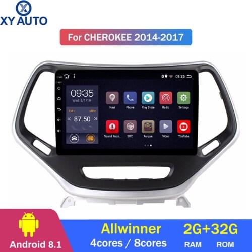 9 inch 2.5D IPS HD multi-touch screen Android8.1 2G RAM 32G ROM NAVI for Jeep Cherokee 2014-2017 with Bluetooth USB WIFI SWC