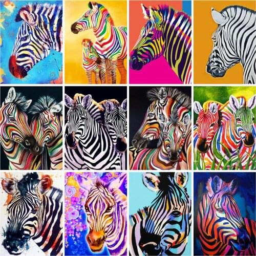 AZQSD Unframe Zebra DIY Painting By Numbers Kit Animals Coloring By Numbers Acrylic Canvas Painting For Home Art Gift 40x50cm