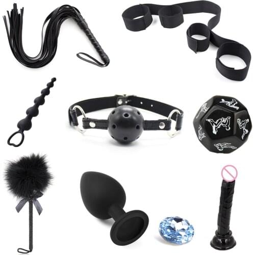 BDSM Adult Bondage Sex Toys For Couples Women Anal Masturbator Whip Rope Mouth Gag Handcuffs Restraints Toy Adult Fetish Slave