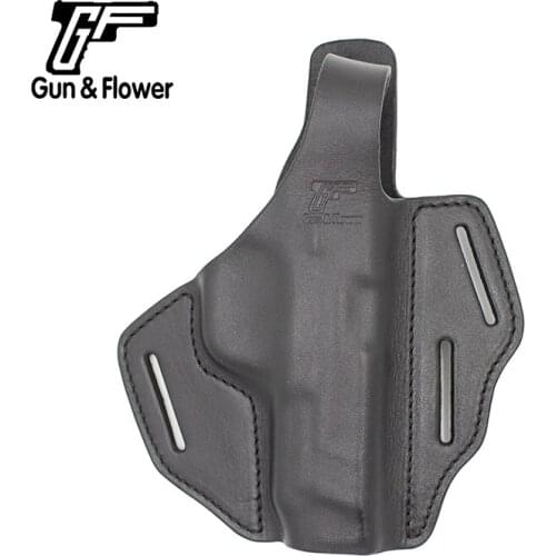 Gun&Flower S&W M&P 45 Full Size Thumb Break Holster 3 Slot OWB Italy Leather Open Muzzle Tactical Hunting Pistol Case Cover