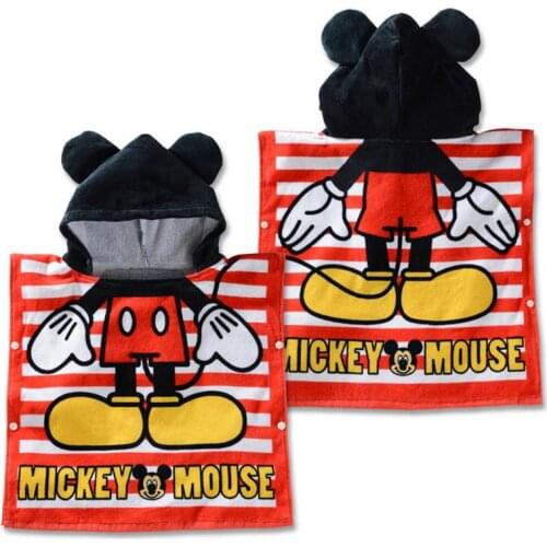 Disney 100% cotton cartoon Minnie Mickey childrens hooded towel cloak absorbent bathrobe childrens bath towel cloak 120 x 60