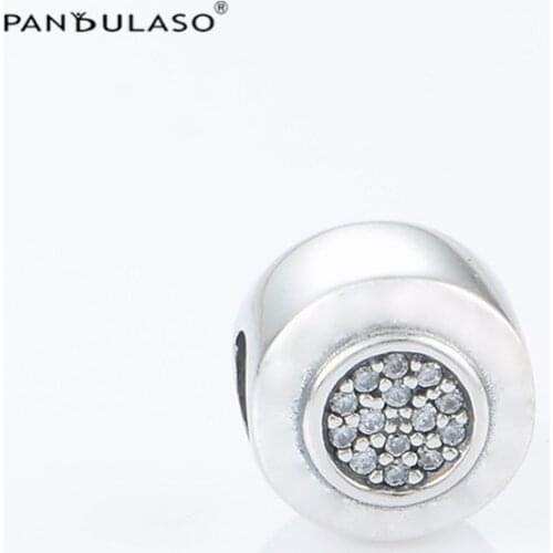 DIY Beads Logo CZ Charm Fits Original Silver Bracelets For Woman Sterling Silver Jewelry Beads For Jewelry Making