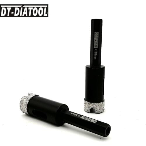DT-DIATOOL 2pcs Dry Diamond Drilling Core Bits for Ceramic Tile Hole Saw Hexagon shank Drilling Bits Diamond tools Dia 18mm