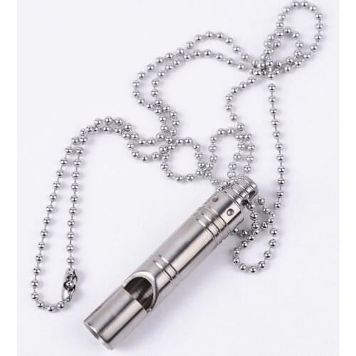 Outdoor Survival Emergency Whistle Camping Ultra High Decible Titanium Alloy Whistle With Chain Cheerleading Whistle Tools