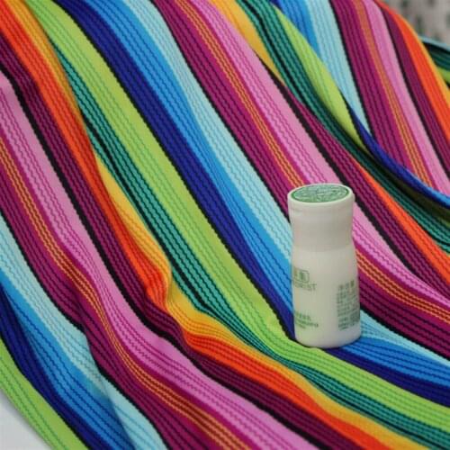 Poly Fabric Stripe Print Stretchy Swimwear Material 1 Yard