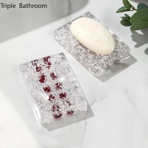 European Square Shape Soap Dish Resin Restroom Organizer Soap Rack Kitchen Accessories Soap Packaging Boxes Bathroom Storage