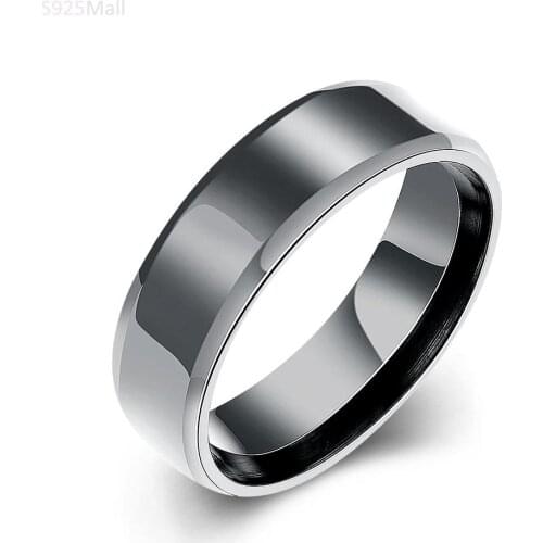 Hainon Hot Selling 6MM Titanium Band Brushed Wedding Stainless Steel Black Solid Ring Size 7-10 Men Women Wholesale