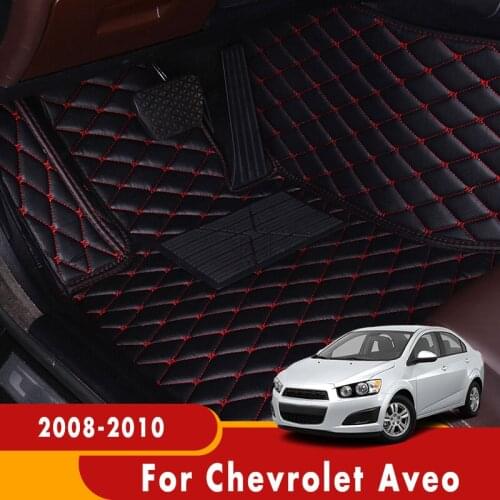 Leather Car Floor Mats Rugs For Chevrolet Aveo 2010 2009 2008 Waterproof Anti-Dirty Custom Auto Foot Pads Carpets Automobile