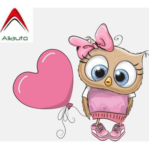 Aliauto Lovely Car Sticker Owl Girl Pulling A Balloon PVC Decoration Waterproof Reflective Creative Animals Decal,13cm*11cm