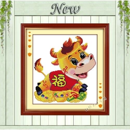 Cattle with blessing cow animals decor DMC 14CT 11CT DIY Cross Stitch Counted Printed on canvas Embroidery Sets Needlework Kits