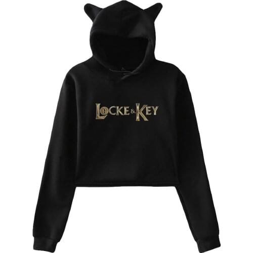 Locke & Key Cat Ear Hoodies Women Long Sleeve Hooded Crop Sweatshirts Hot Sale Casual Streetwear Clothes