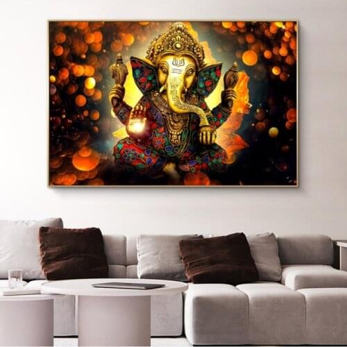 Lord Ganesha Canvas Paintings on the Wall Art Posters And Prints Hindu Gods Canvas Art Pictures Ganesh Art Posters Home Decor