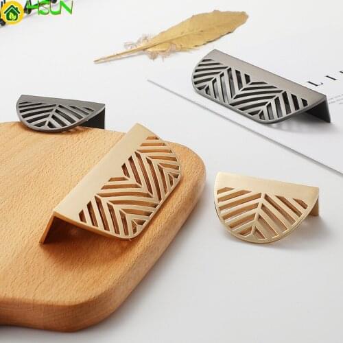 Furniture Handle Drawer Cabinet Modern Ins Style Hidden Gold Grey Wardrobe Leaf Knob Hot Selling